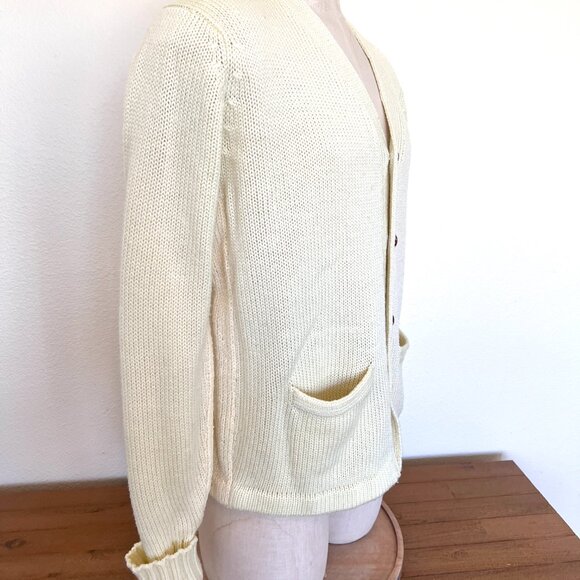 80's Collegiate Cardigan - Vanilla & Navy - Large - Unisex - Gender Neutral - Picture 9 of 9